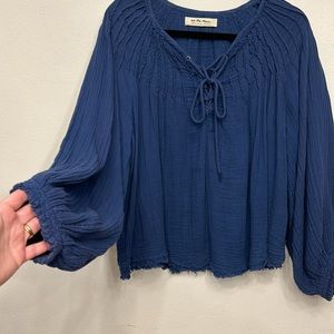 We The Free Oversized Parachute Blouse Blue Free People XSmall